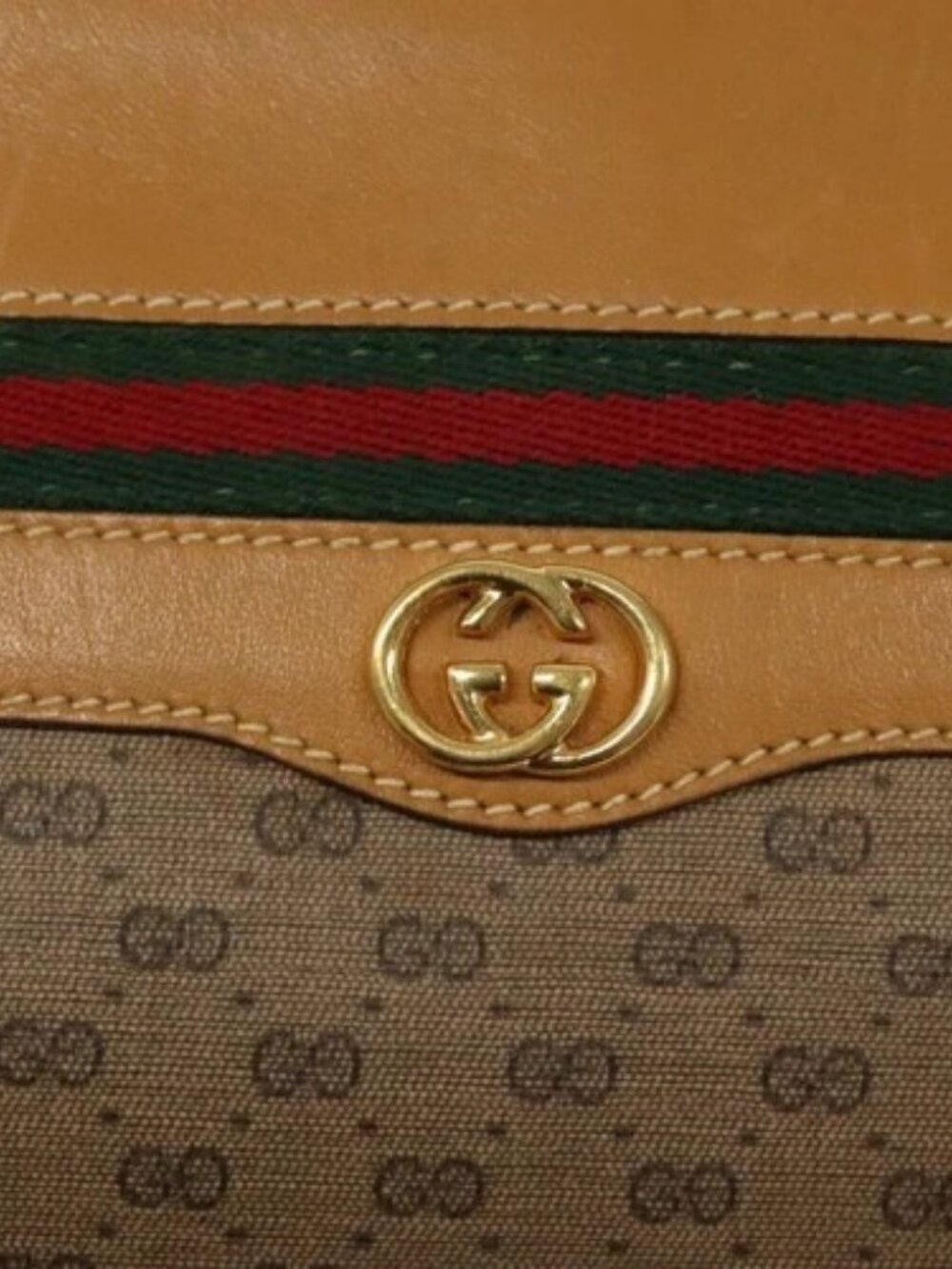 GUCCI Micro GG Supreme Web Sherry Line Bag PVC Brown 001 115 0918 Auth BA352 - Picture 12 of 16